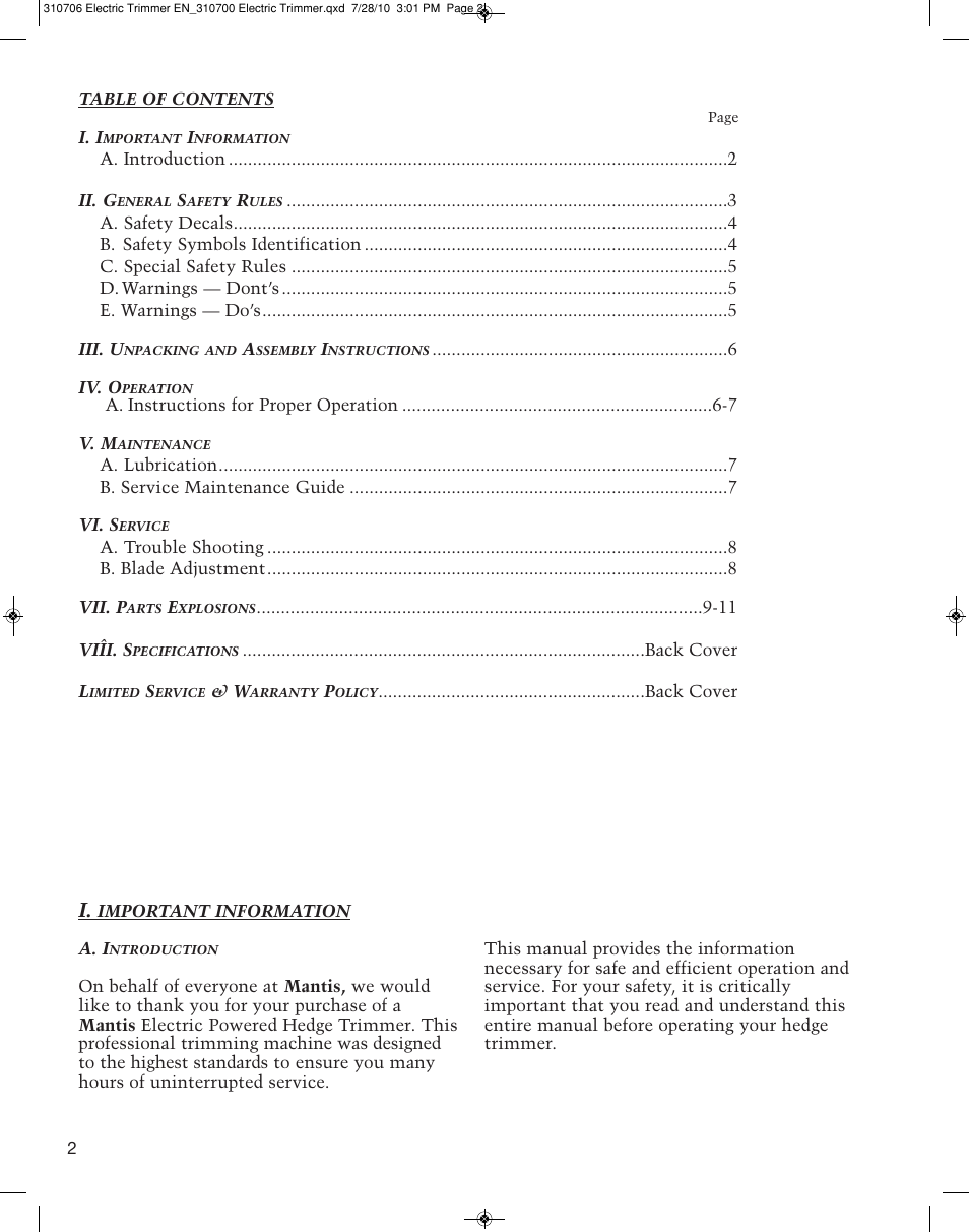 Mantis DOUBLE EDGED DEHT19 User Manual | Page 2 / 12