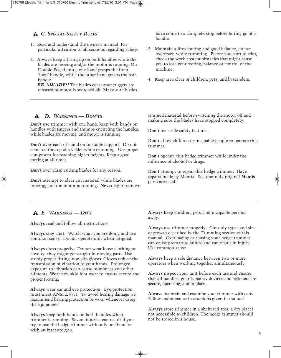 Mantis DOUBLE EDGED DEHT19 User Manual | Page 5 / 12