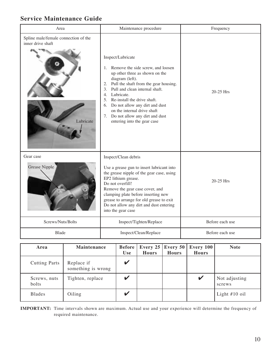 10 service maintenance guide | Mantis "E" System User Manual | Page 11 / 14