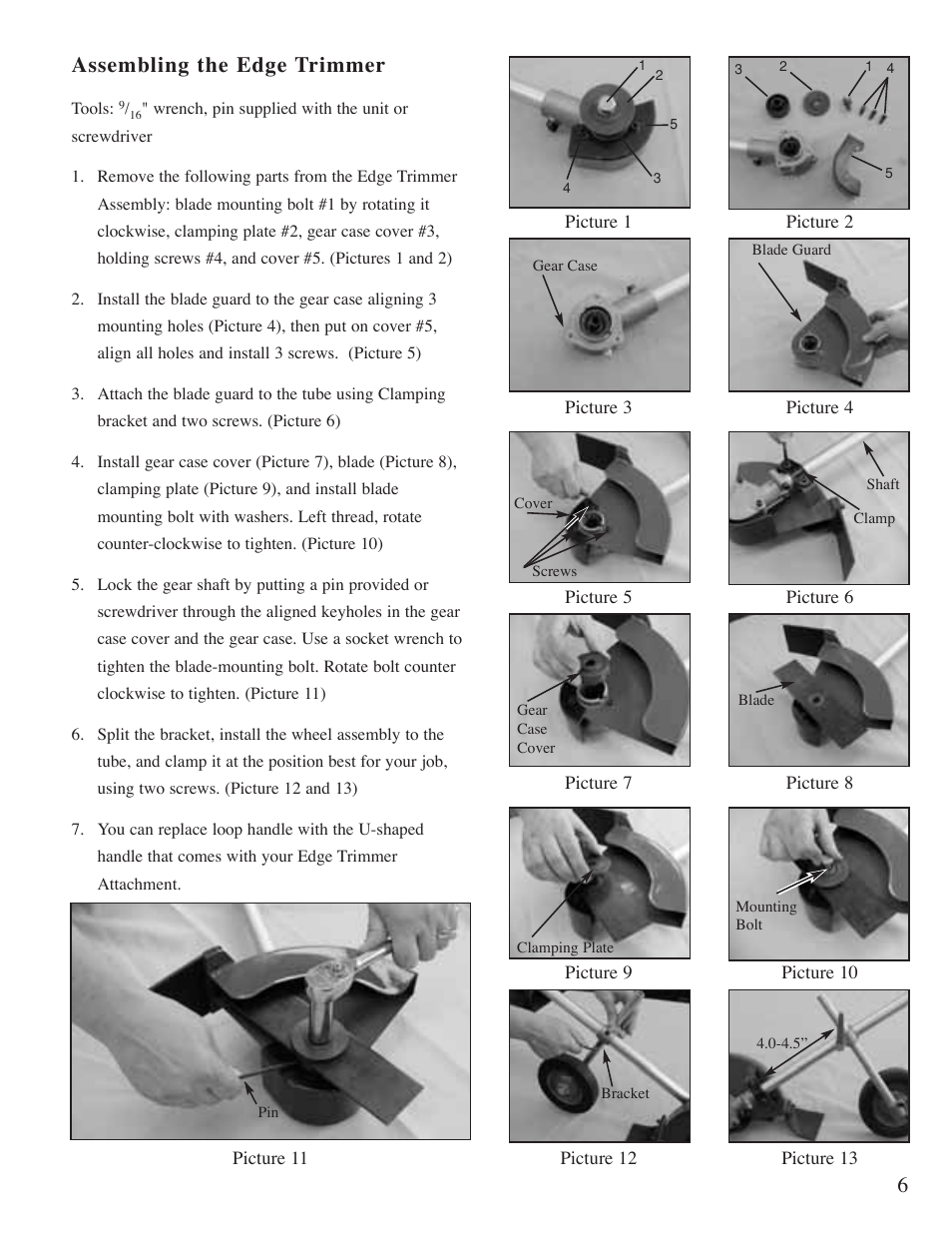 Assembling the edge trimmer | Mantis "E" System User Manual | Page 7 / 14