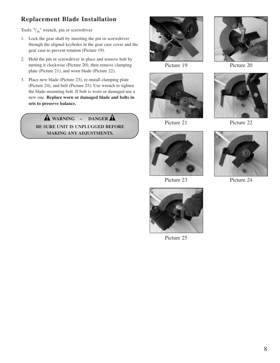 Replacement blade installation | Mantis "E" System User Manual | Page 9 / 14