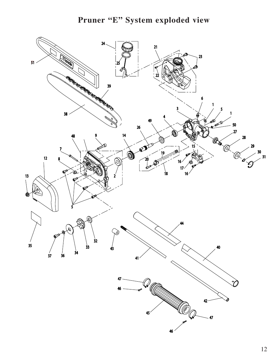 Pruner “e” system exploded view | Mantis Pruner E System User Manual | Page 13 / 18