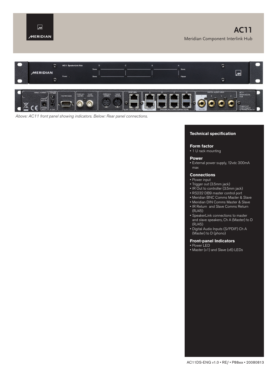Ac11 | Meridian America Component Interlink Hub AC11 User Manual | Page 2 / 2