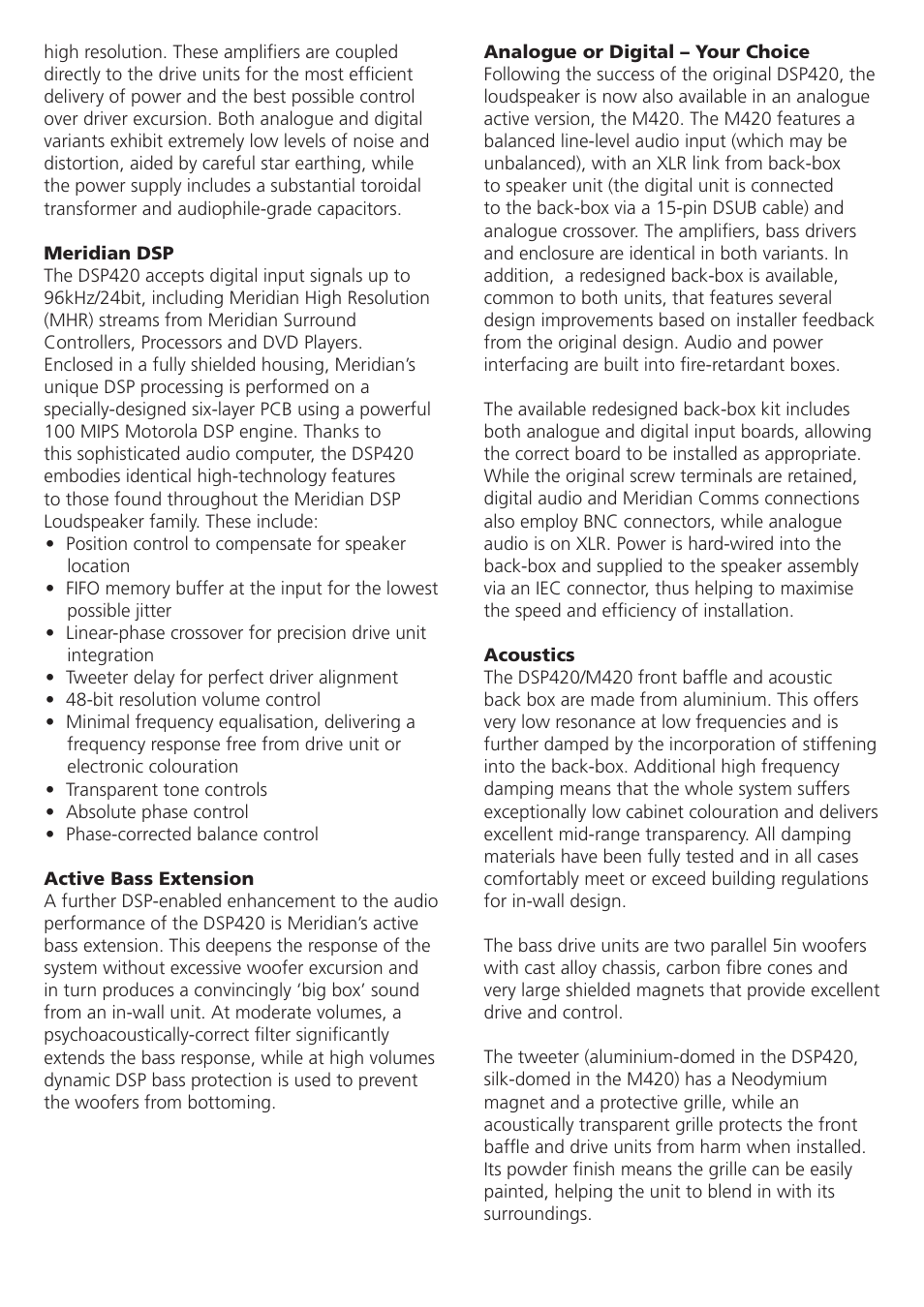 Meridian America DSP420 User Manual | Page 2 / 8