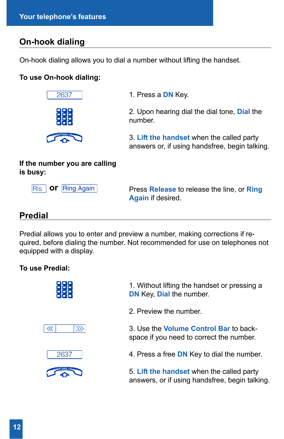 On-hook dialing, Predial | Meridian America M2008HF User Manual | Page 18 / 52