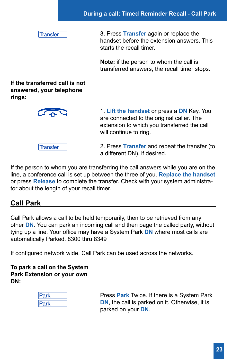 Call park | Meridian America M2008HF User Manual | Page 29 / 52