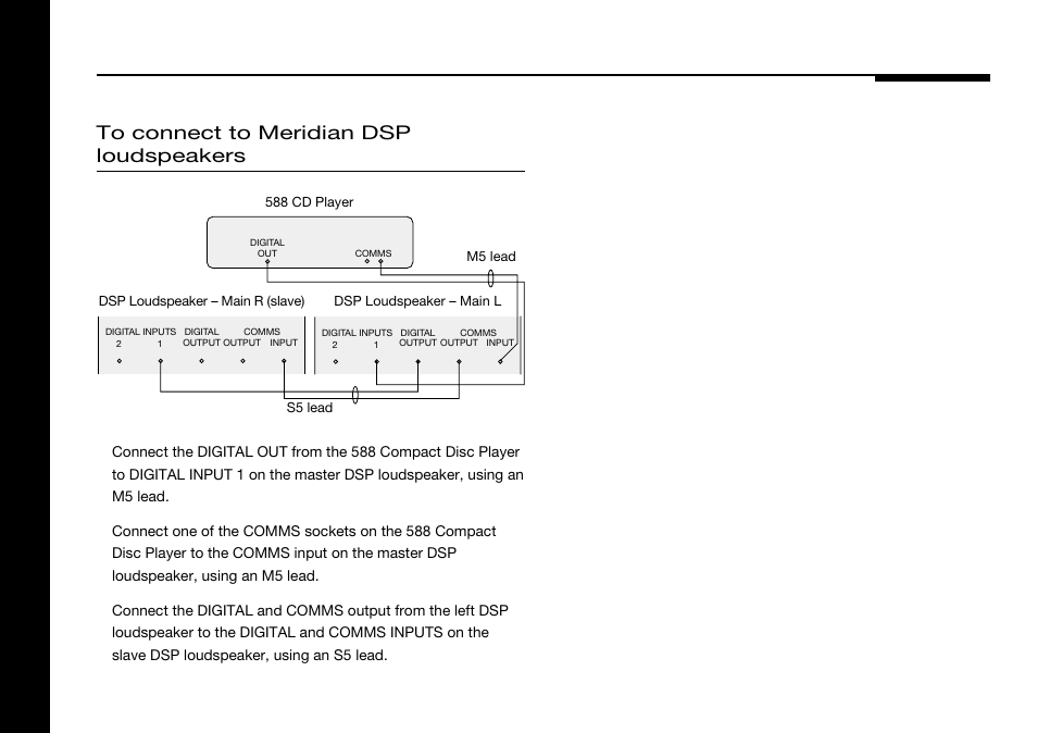 Meridian dsp loudspeakers, connecting to | Meridian America 588 User Manual | Page 29 / 41