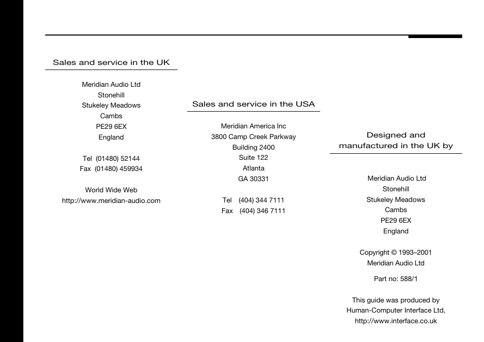 Meridian America 588 User Manual | Page 3 / 41