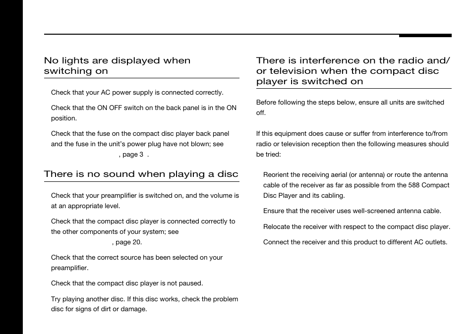 Troubleshooting | Meridian America 588 User Manual | Page 35 / 41