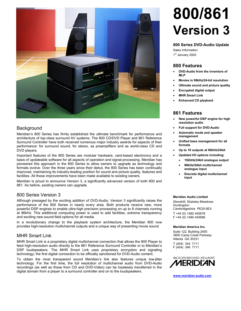 Meridian America 861 User Manual | 3 pages