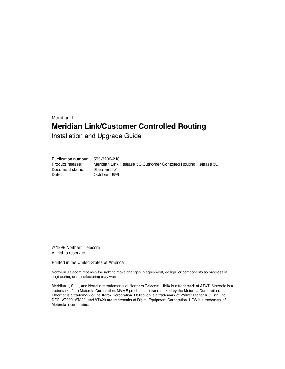 Meridian America Link/Customer Controlled Routing User Manual | 595 pages