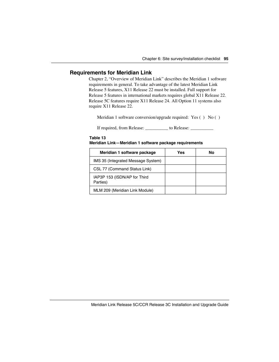 Requirements for meridian link | Meridian America Link/Customer Controlled Routing User Manual | Page 113 / 595