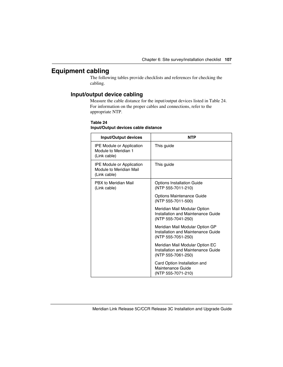 Equipment cabling | Meridian America Link/Customer Controlled Routing User Manual | Page 125 / 595