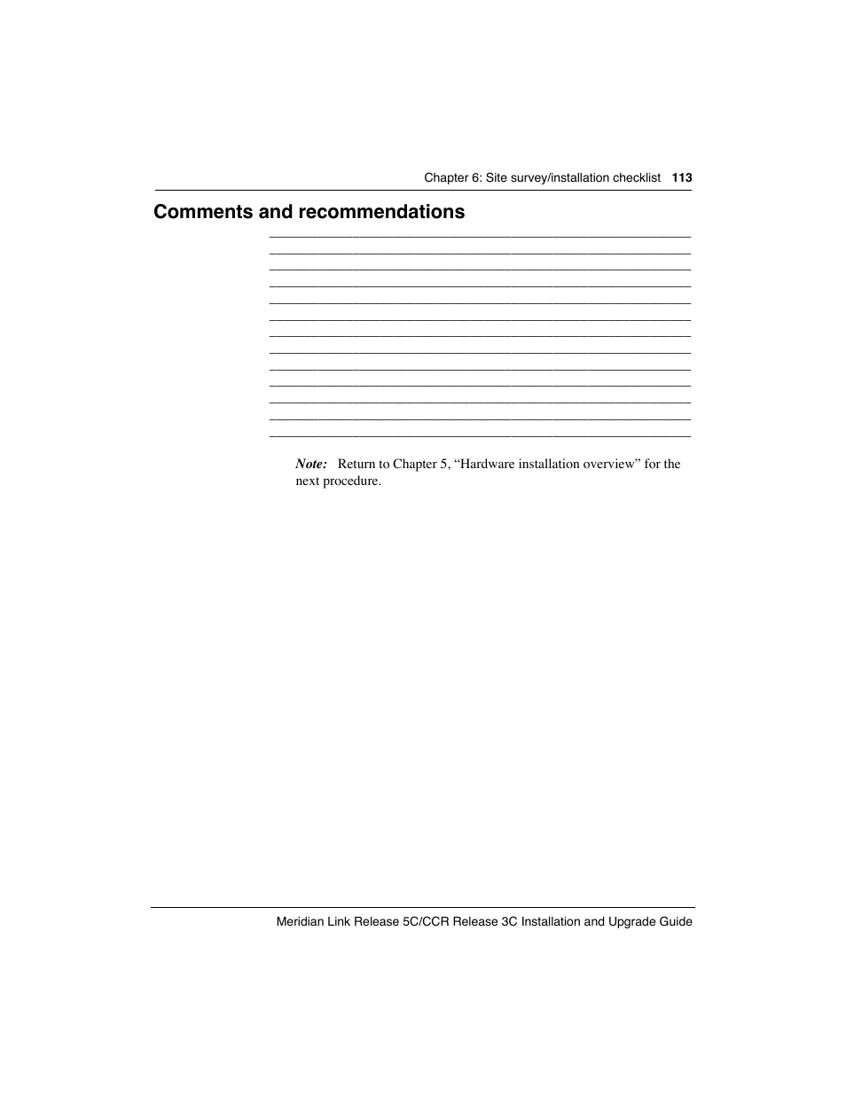Comments and recommendations | Meridian America Link/Customer Controlled Routing User Manual | Page 131 / 595
