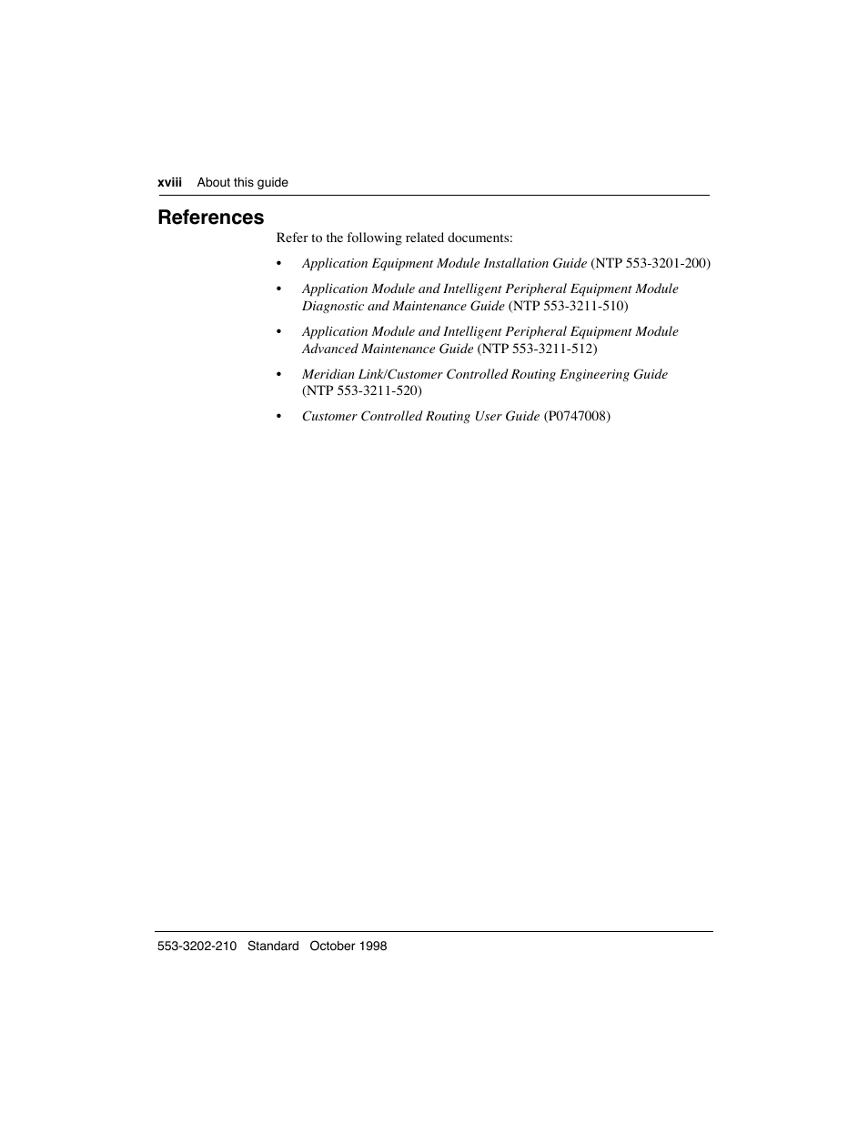 References | Meridian America Link/Customer Controlled Routing User Manual | Page 18 / 595