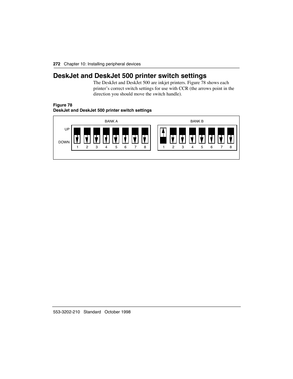Deskjet and deskjet 500 printer switch settings | Meridian America Link/Customer Controlled Routing User Manual | Page 290 / 595
