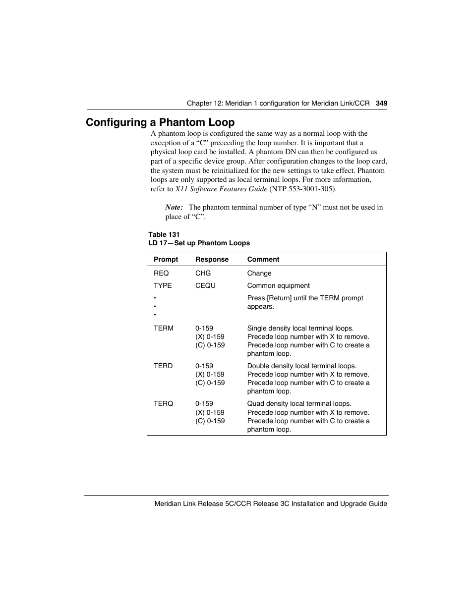 Configuring a phantom loop | Meridian America Link/Customer Controlled Routing User Manual | Page 367 / 595