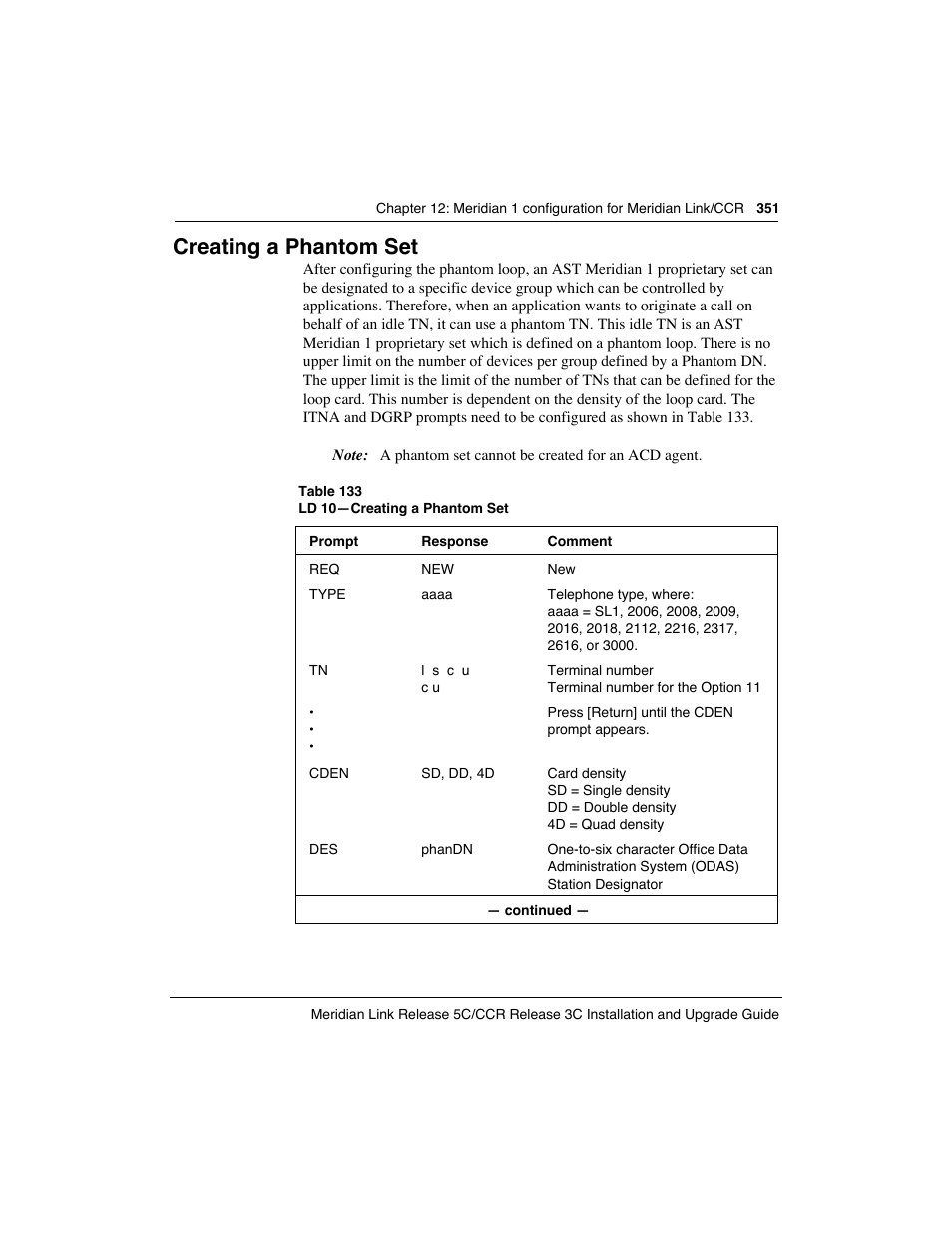 Creating a phantom set | Meridian America Link/Customer Controlled Routing User Manual | Page 369 / 595