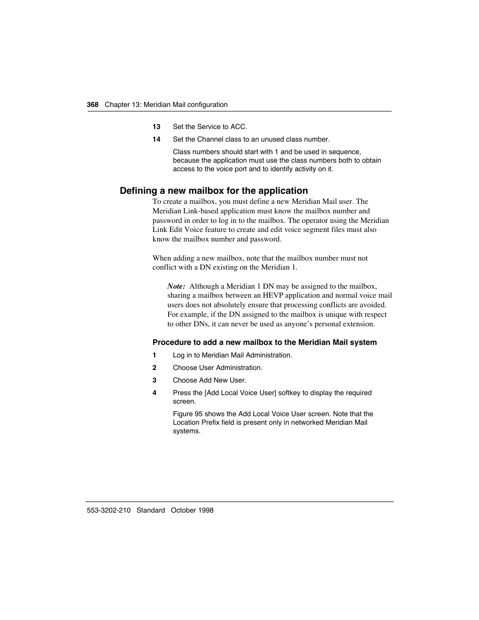 Defining a new mailbox for the application | Meridian America Link/Customer Controlled Routing User Manual | Page 386 / 595