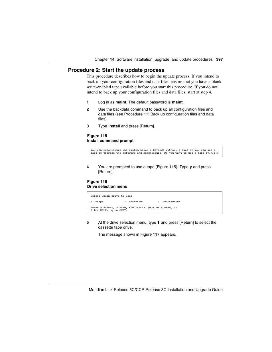 Procedure 2: start the update process | Meridian America Link/Customer Controlled Routing User Manual | Page 415 / 595