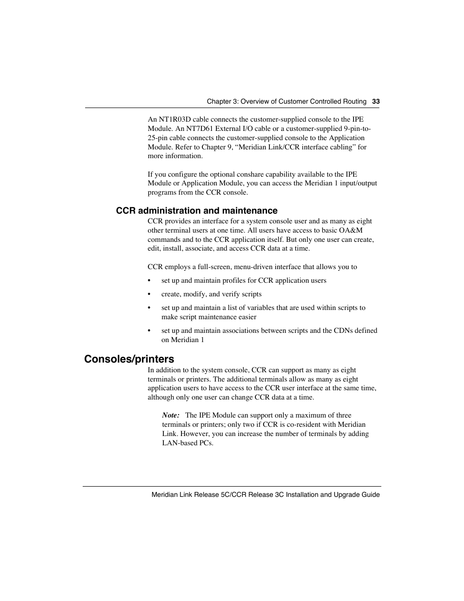 Consoles/printers | Meridian America Link/Customer Controlled Routing User Manual | Page 51 / 595