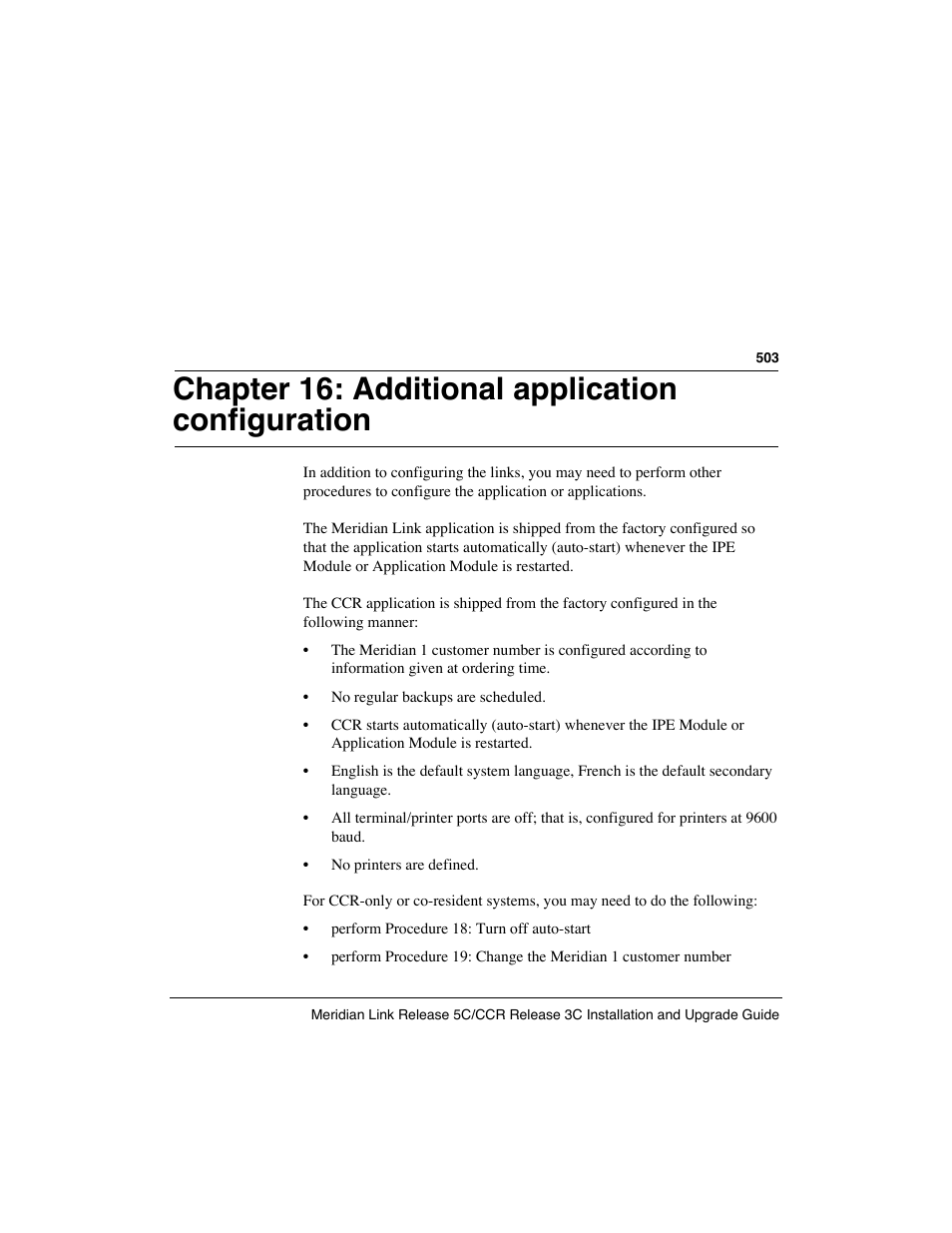 Chapter 16: additional application configuration | Meridian America Link/Customer Controlled Routing User Manual | Page 521 / 595