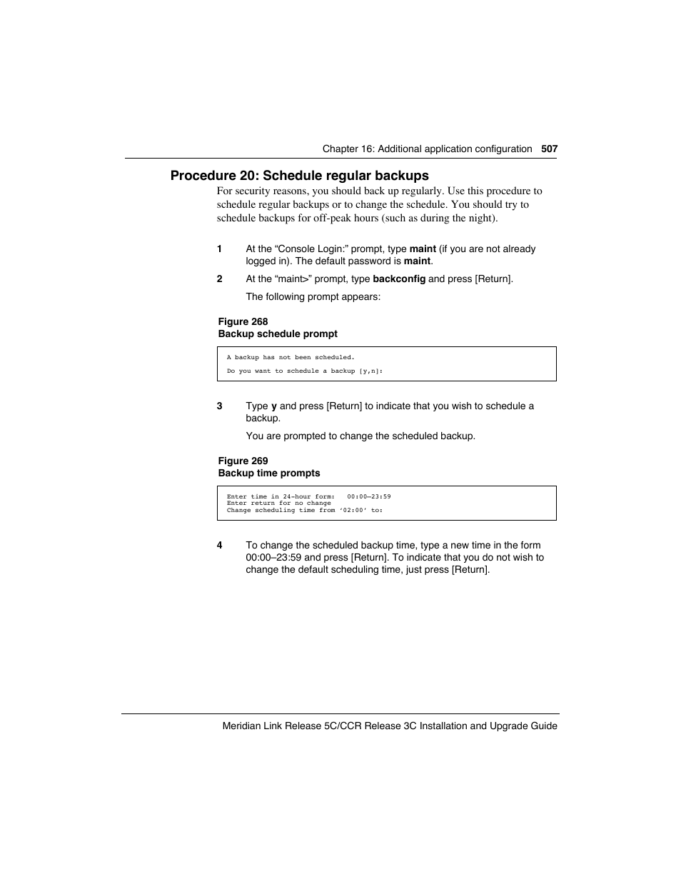 Procedure 20: schedule regular backups | Meridian America Link/Customer Controlled Routing User Manual | Page 525 / 595