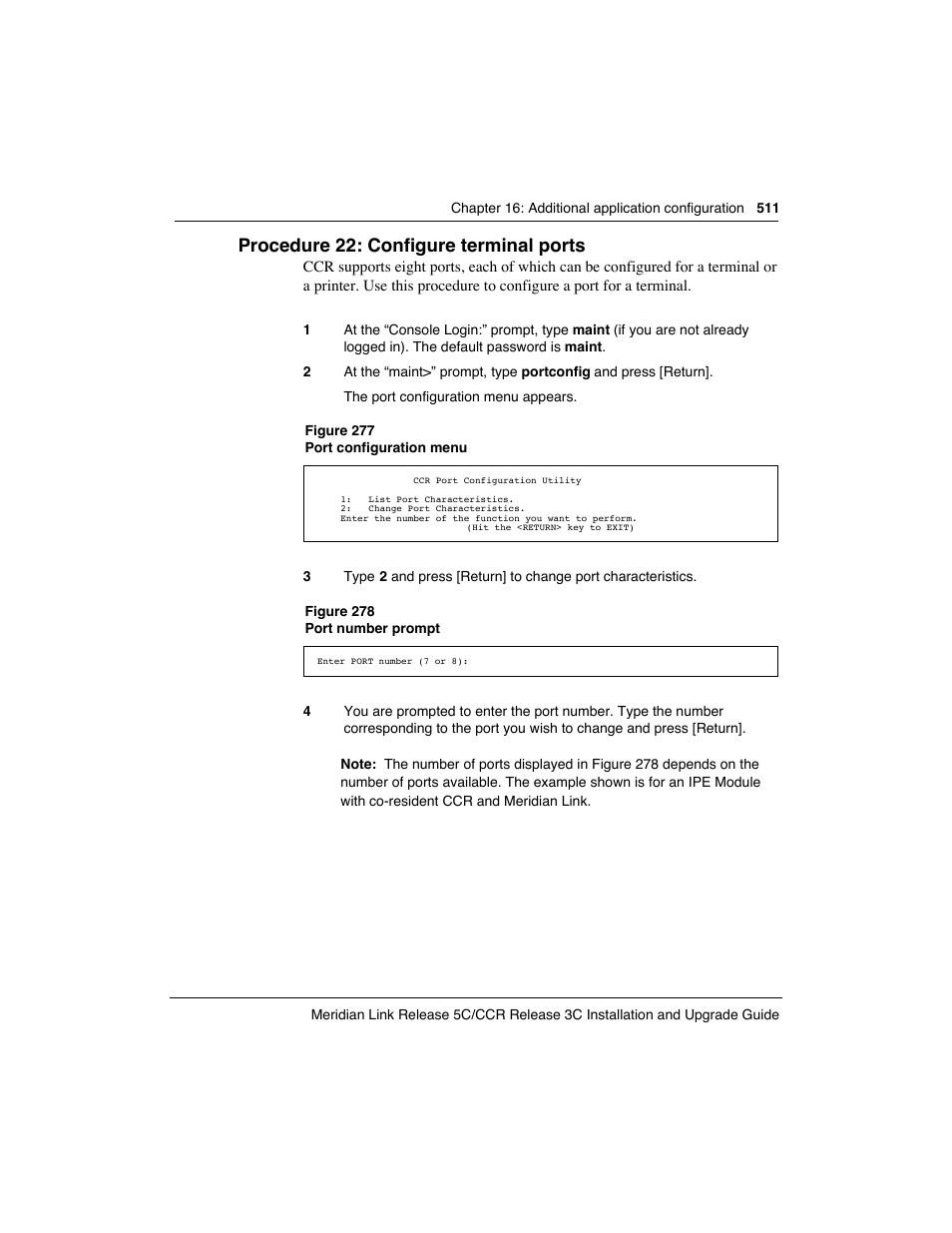 Procedure 22: configure terminal ports | Meridian America Link/Customer Controlled Routing User Manual | Page 529 / 595