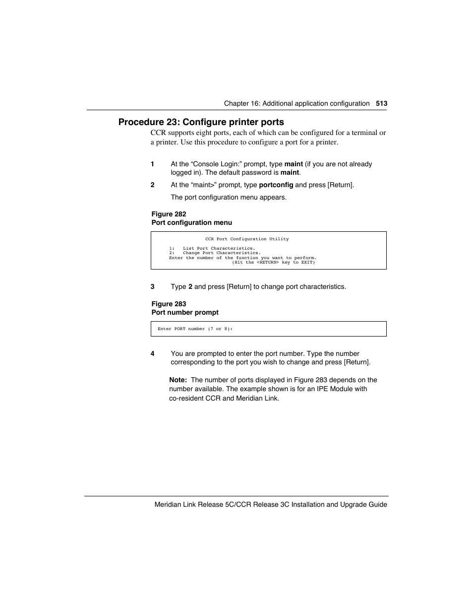 Procedure 23: configure printer ports | Meridian America Link/Customer Controlled Routing User Manual | Page 531 / 595