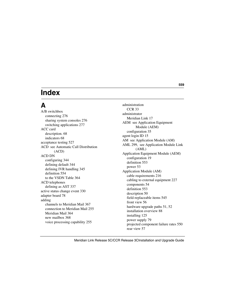 Index | Meridian America Link/Customer Controlled Routing User Manual | Page 577 / 595