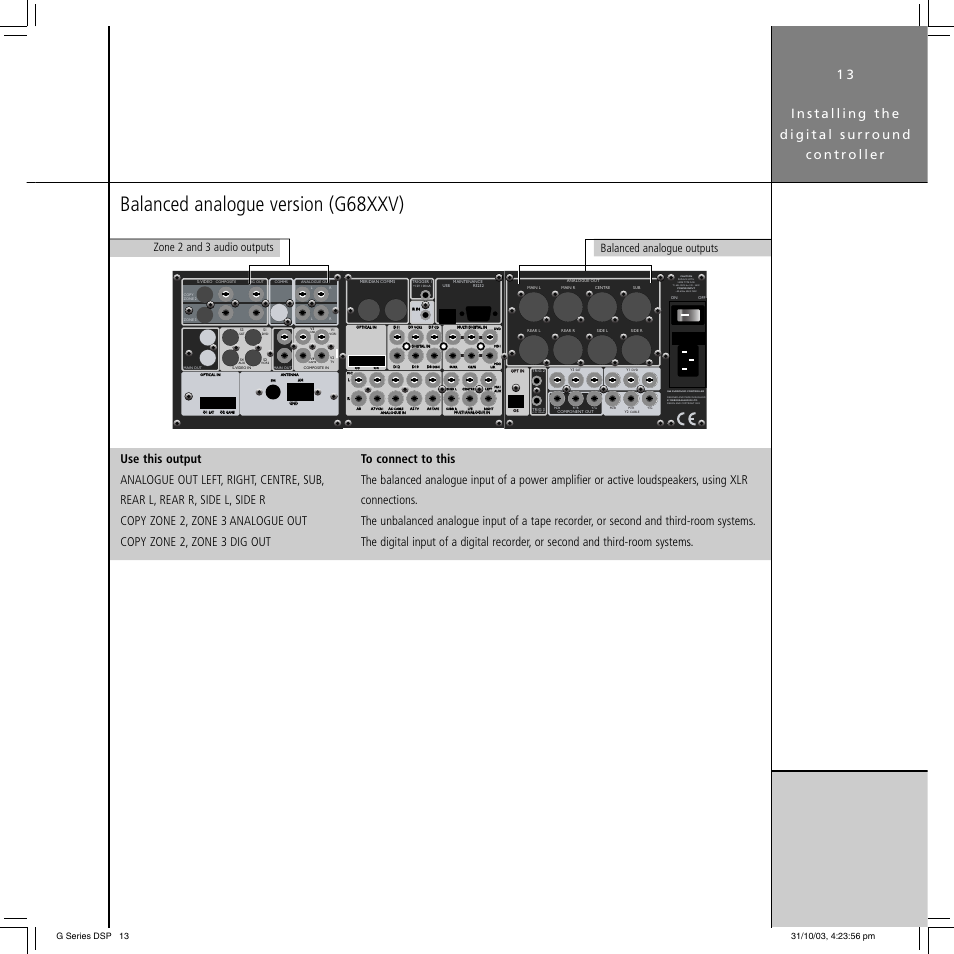 Balanced analogue version (g68xxv) | Meridian America G68 User Manual | Page 17 / 70