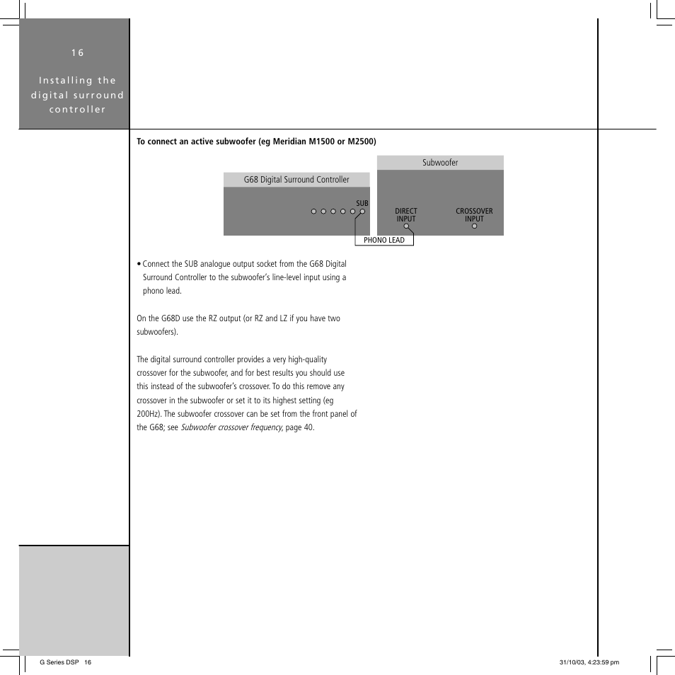 Meridian America G68 User Manual | Page 20 / 70