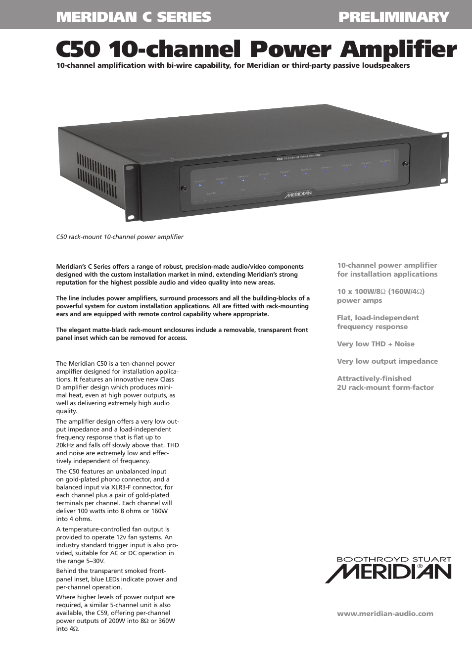 Meridian America C50 User Manual | 2 pages