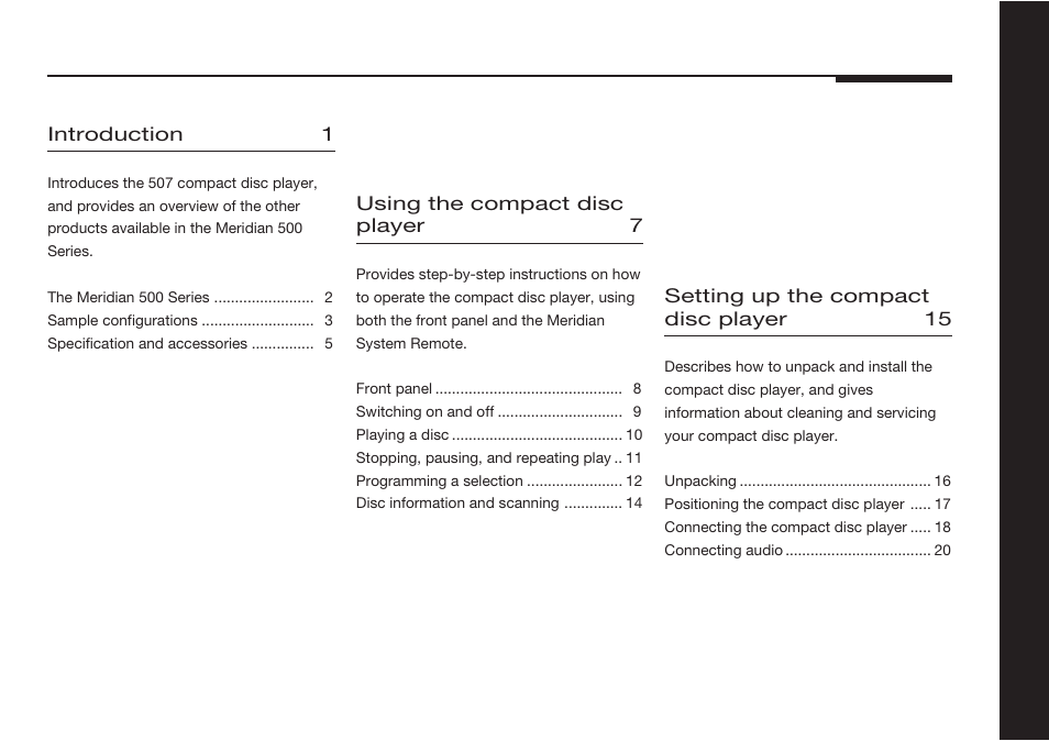 Meridian America 507 User Manual | Page 4 / 39