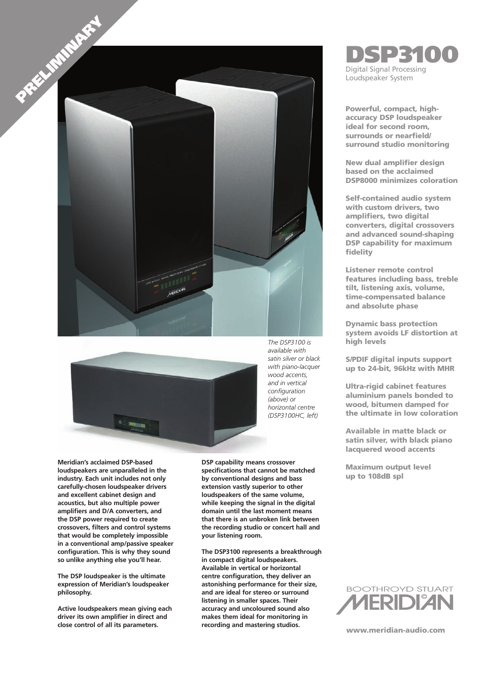 Meridian America dsp3100 User Manual | 2 pages