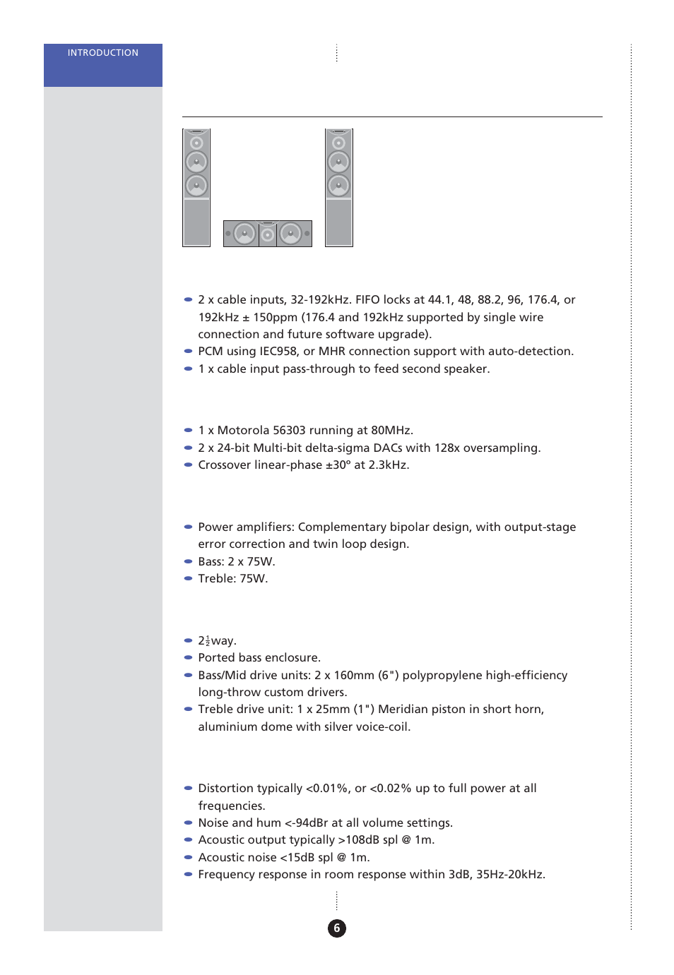 Specification – dsp5000 and dsp5000c, Dsp5000 and dsp5000c, Digital inputs and outputs | Signal processing, Output stages, Acoustic, Characteristics | Meridian America Meridian DSP User Manual | Page 11 / 49