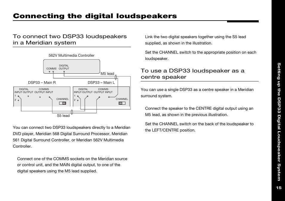 Connecting the digital loudspeakers, Using dsp33 as | Meridian America DSP33 User Manual | Page 20 / 47