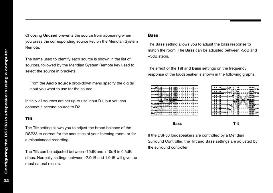 Bass, Tilt | Meridian America DSP33 User Manual | Page 37 / 47