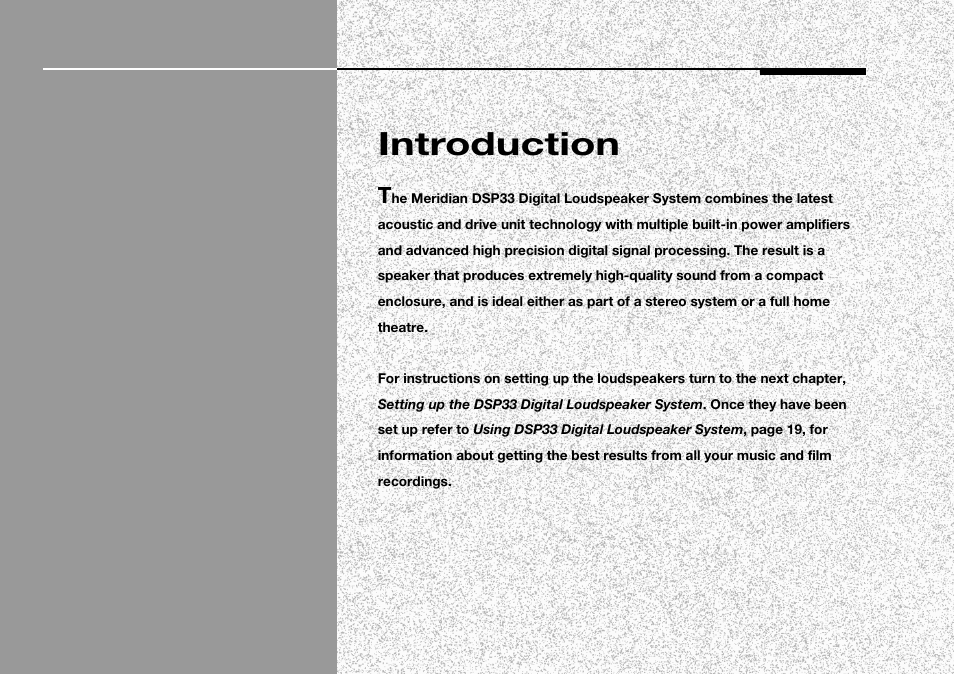 Introduction | Meridian America DSP33 User Manual | Page 6 / 47