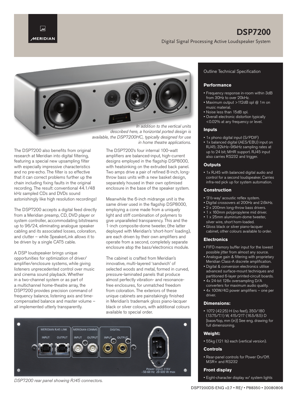 Dsp7200 | Meridian America DSP7200 User Manual | Page 2 / 2