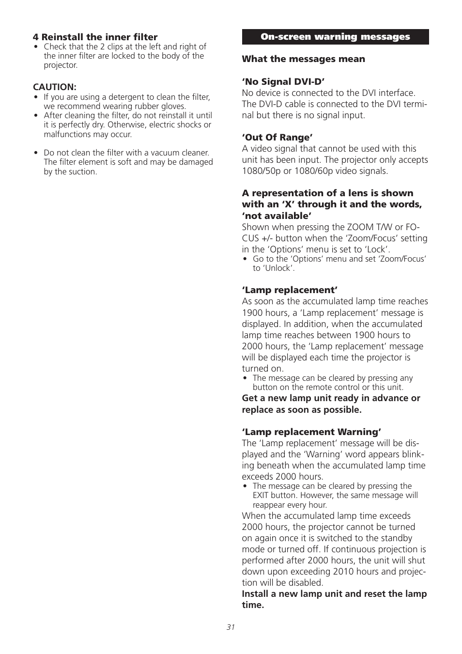 Meridian America D-ILA 1080MF1 User Manual | Page 31 / 38