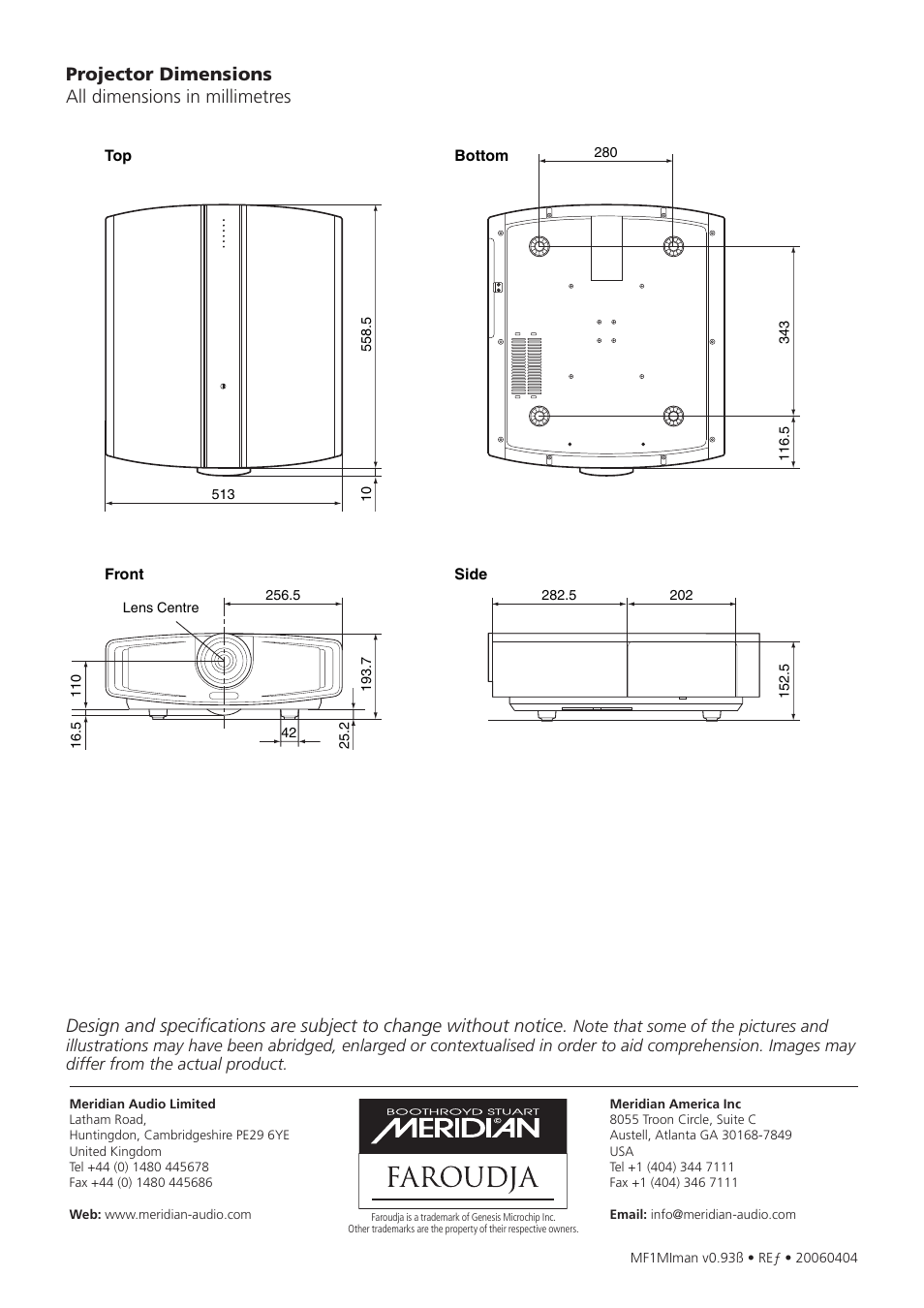 Meridian America D-ILA 1080MF1 User Manual | Page 38 / 38