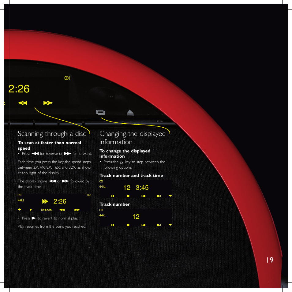 Scanning through a disc, Changing the displayed information | Meridian America F80 User Manual | Page 24 / 45