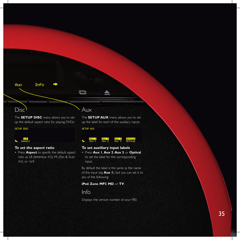 Disc, Info | Meridian America F80 User Manual | Page 40 / 45