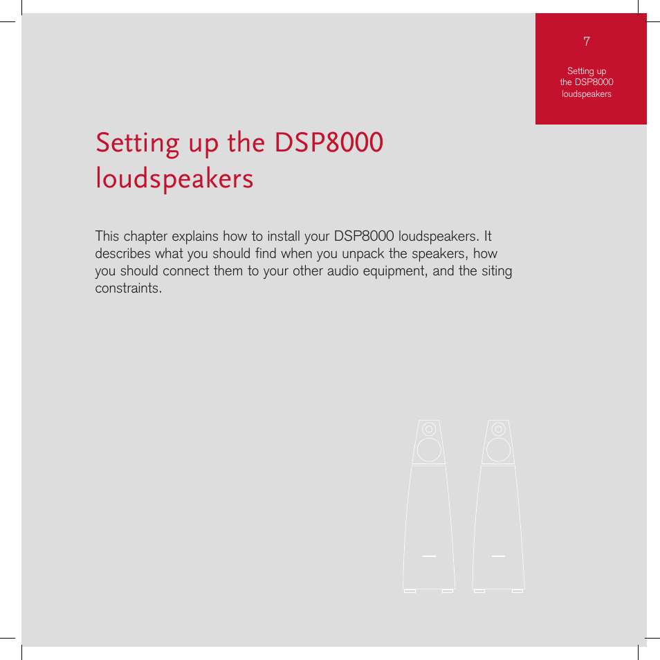 Setting up the dsp8000 loudspeakers | Meridian America DSP8000 User Manual | Page 11 / 40