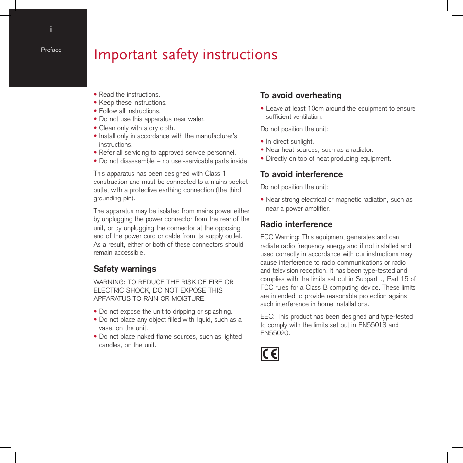 Important safety instructions | Meridian America DSP8000 User Manual | Page 2 / 40