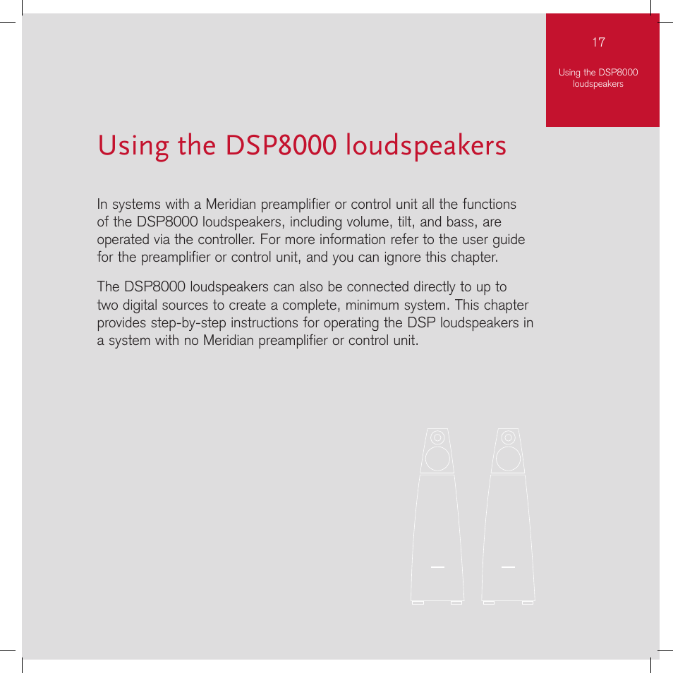 Using the dsp8000 loudspeakers | Meridian America DSP8000 User Manual | Page 21 / 40