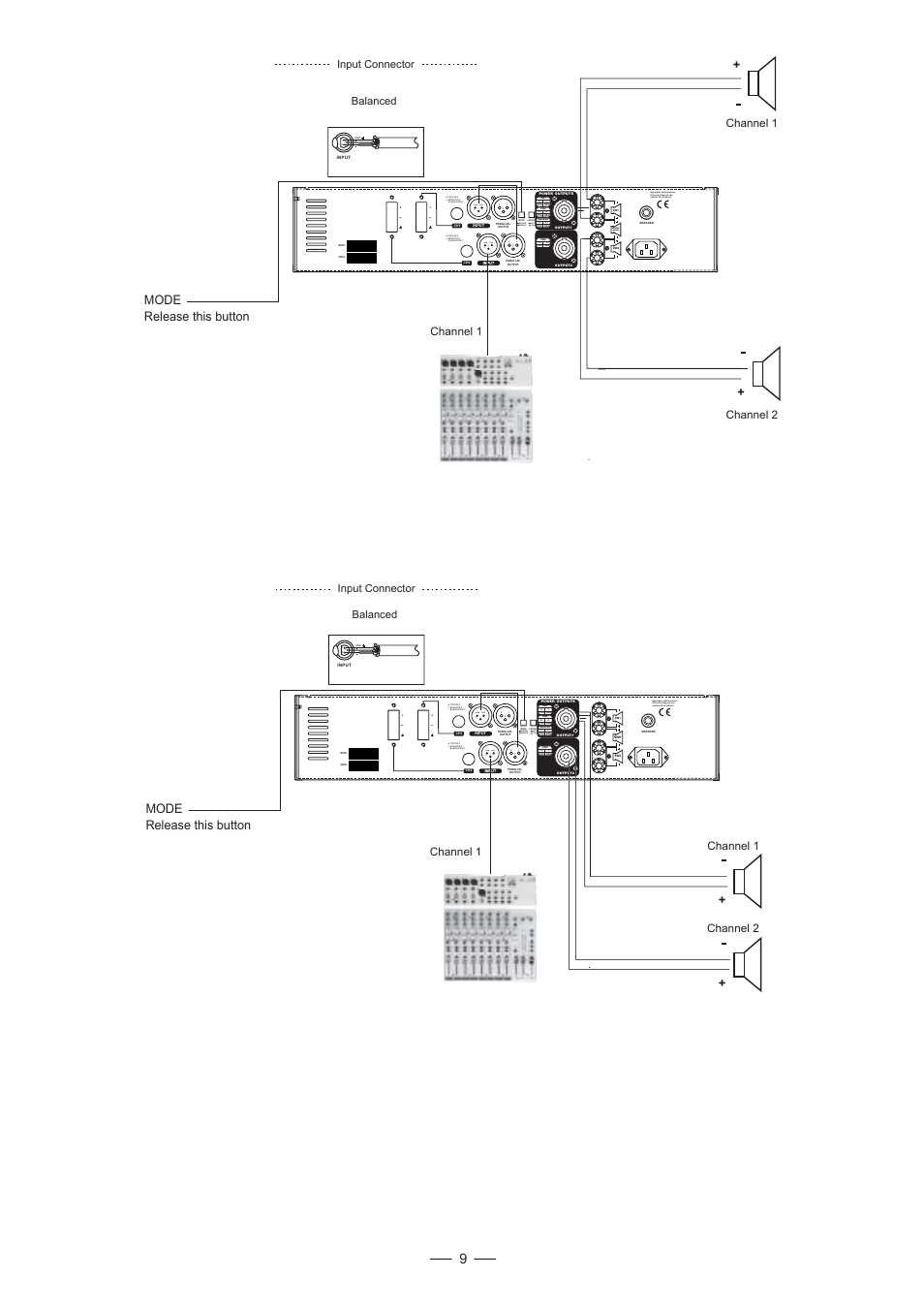 Bridge mono, Bridge stereo, Off on | Mode release this button | Mistral 900 User Manual | Page 10 / 14