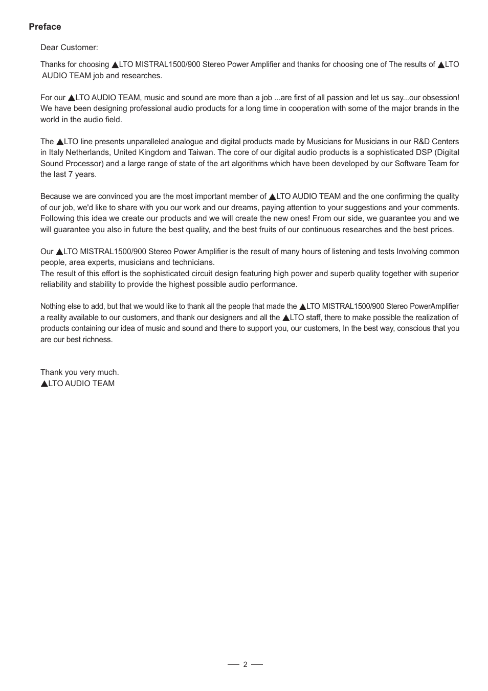 Mistral LTO 900/1500 User Manual | Page 3 / 14