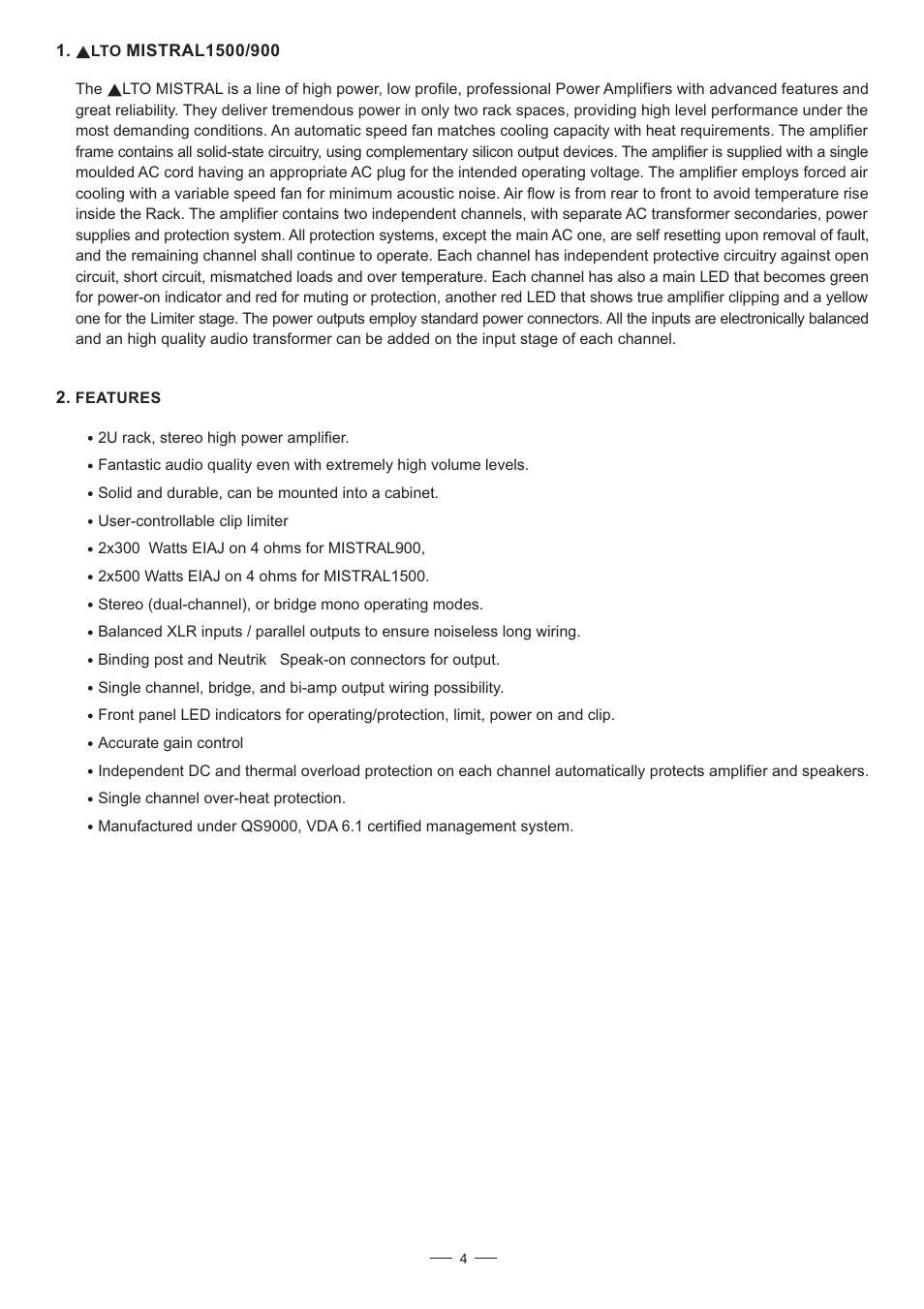 Mistral LTO 900/1500 User Manual | Page 5 / 14